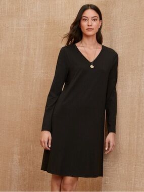 NWT Eileen Fisher Stretch TENCEL™ Jersey V-Neck Dress petite Large